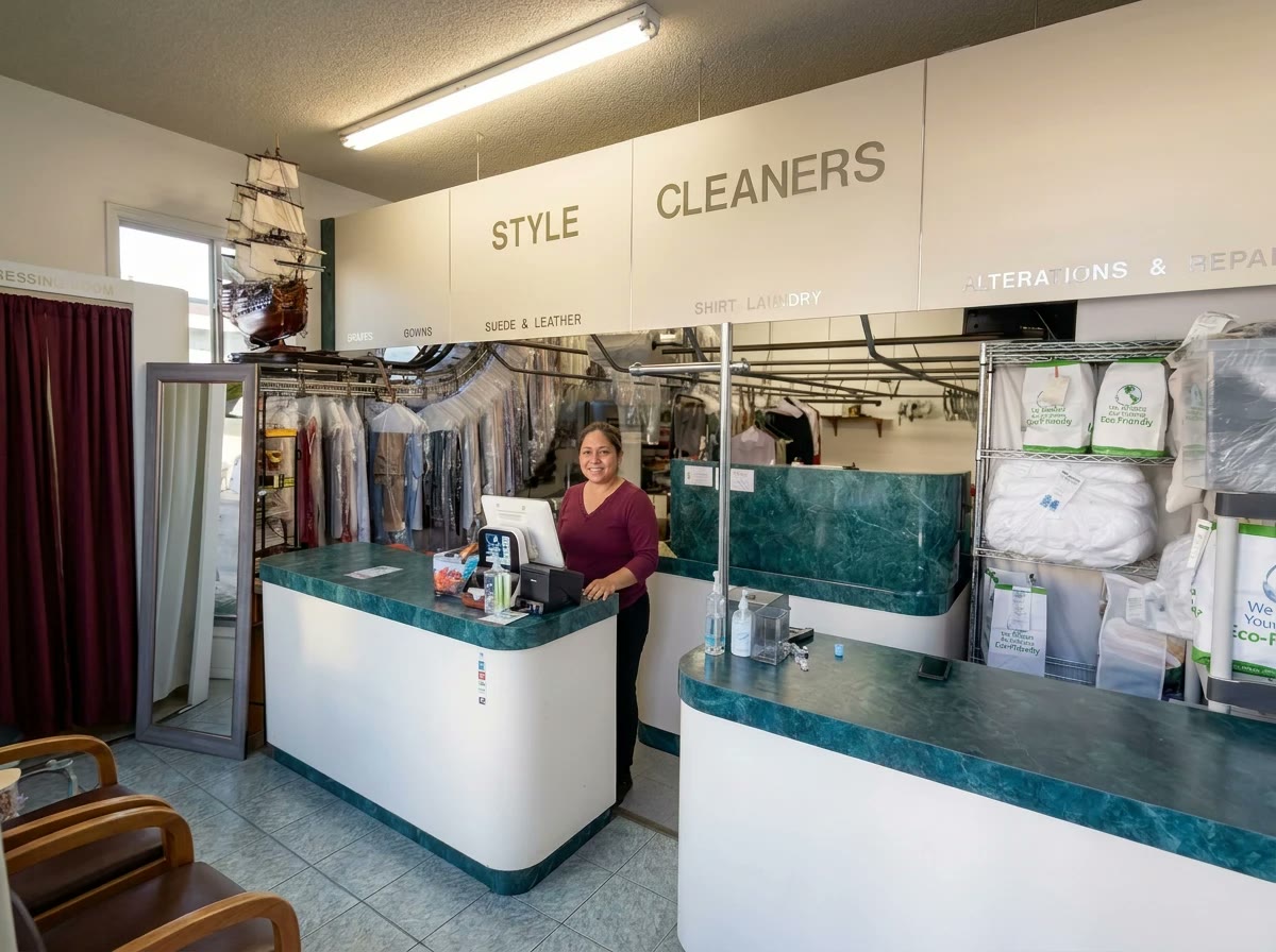 Maria Nunez at the Style Cleaners front counter